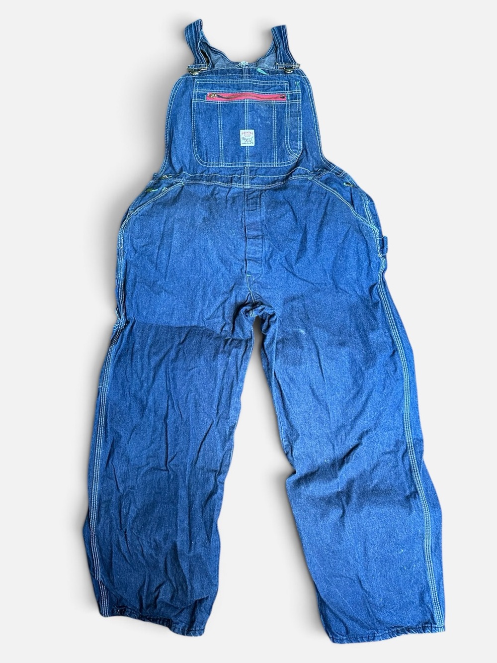 Pointer Brand Bib Overalls Mens 38x29 Blue Denim Workwear Vintage Chore Unisex